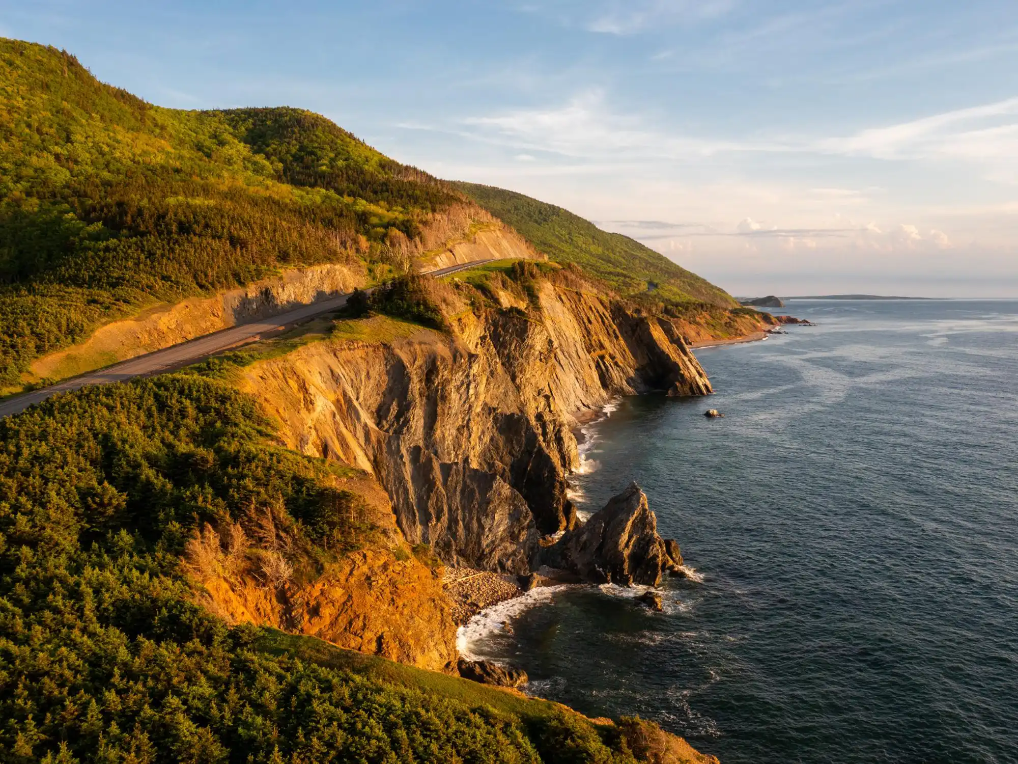 The sun sets on the Cabot Trail in Cape Breton